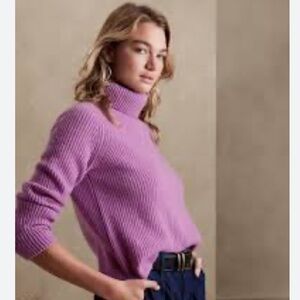 Banana Republic Chiara Cashmere Turtleneck Sweater Women’s Medium Ribbed Lilac